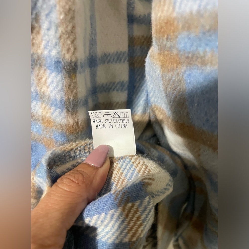 Blue and Gray Plaid Flannel Shirt Long Sleeve Button Down S - Picture 6 of 6